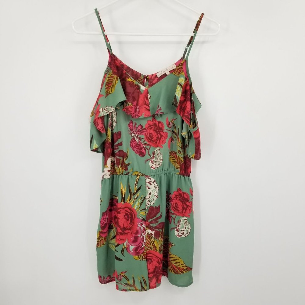 Willow & Root Floral Cold‎ Shoulder Women's Romper Size Small